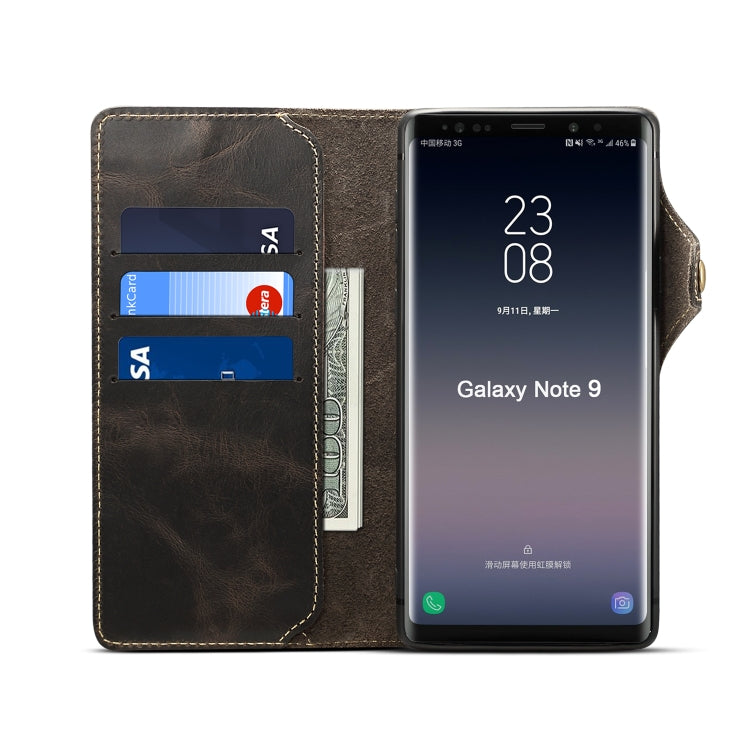 For Galaxy Note9 Denior Oil Wax Cowhide Magnetic Button Horizontal Flip Leather Case with Card Slots & Wallet