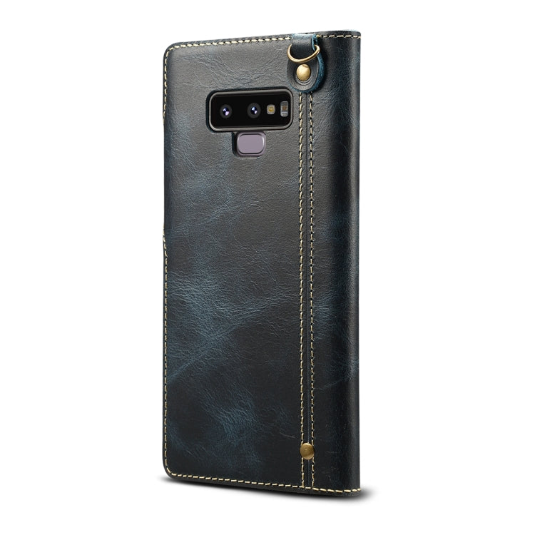 For Galaxy Note9 Denior Oil Wax Cowhide Magnetic Button Horizontal Flip Leather Case with Card Slots & Wallet