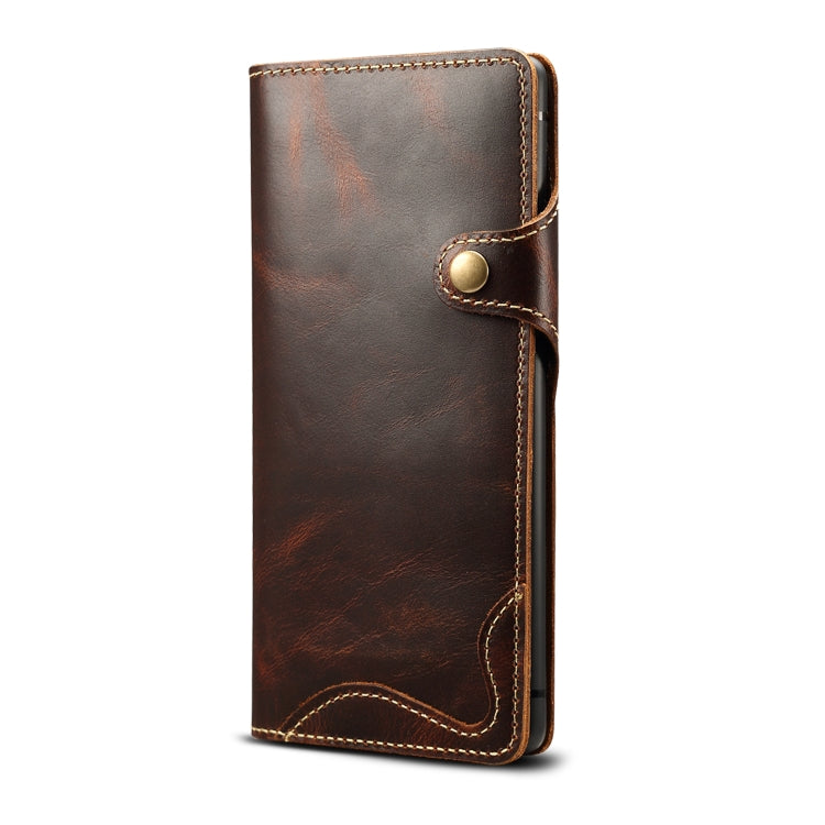 For Galaxy Note9 Denior Oil Wax Cowhide Magnetic Button Horizontal Flip Leather Case with Card Slots & Wallet