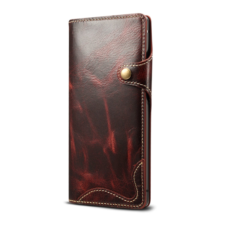 For Galaxy Note9 Denior Oil Wax Cowhide Magnetic Button Horizontal Flip Leather Case with Card Slots & Wallet