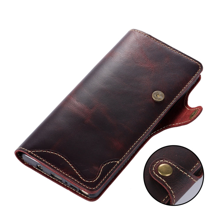 For Galaxy Note9 Denior Oil Wax Cowhide Magnetic Button Horizontal Flip Leather Case with Card Slots & Wallet