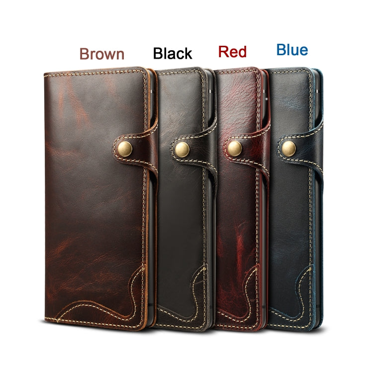 For Galaxy Note9 Denior Oil Wax Cowhide Magnetic Button Horizontal Flip Leather Case with Card Slots & Wallet