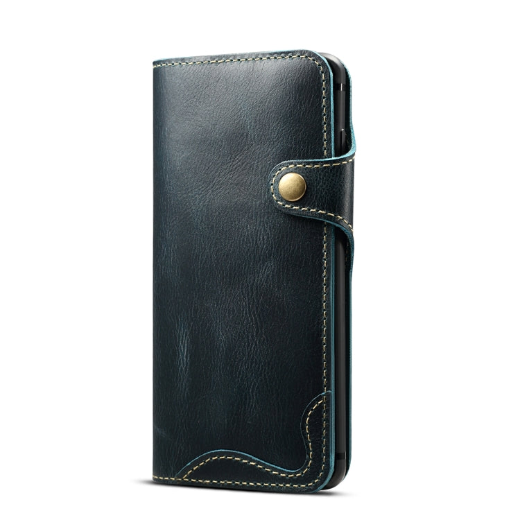 For Galaxy S10e Denior Oil Wax Cowhide Magnetic Button Horizontal Flip Leather Case with Card Slots & Wallet