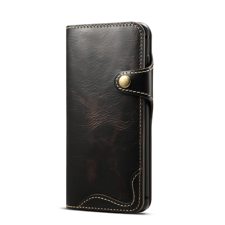 For Galaxy S10 Plus Denior Oil Wax Cowhide Magnetic Button Horizontal Flip Leather Case with Card Slots & Wallet