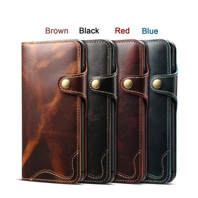 For Galaxy S10 Plus Denior Oil Wax Cowhide Magnetic Button Horizontal Flip Leather Case with Card Slots & Wallet