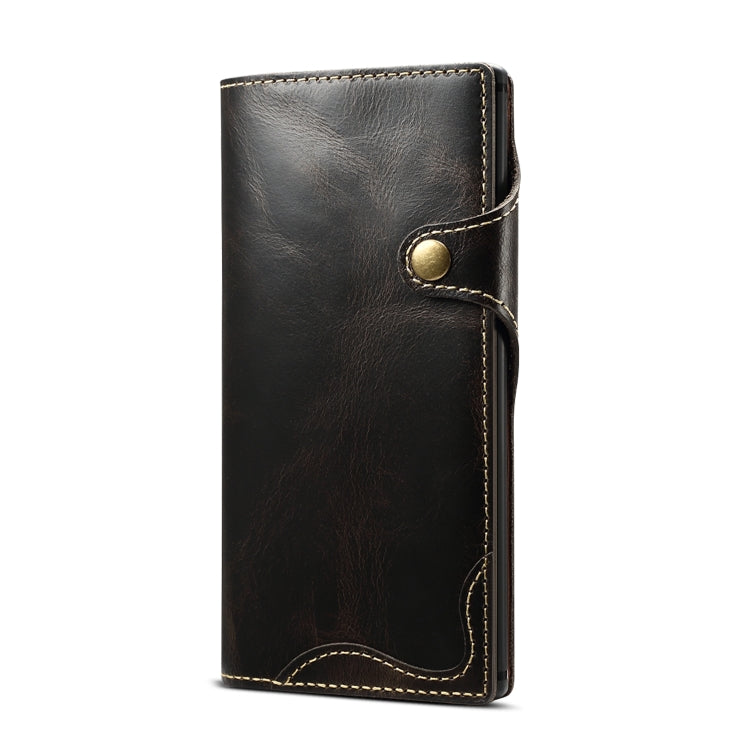 For Galaxy Note 10 Denior Oil Wax Cowhide Magnetic Button Horizontal Flip Leather Case with Card Slots & Wallet