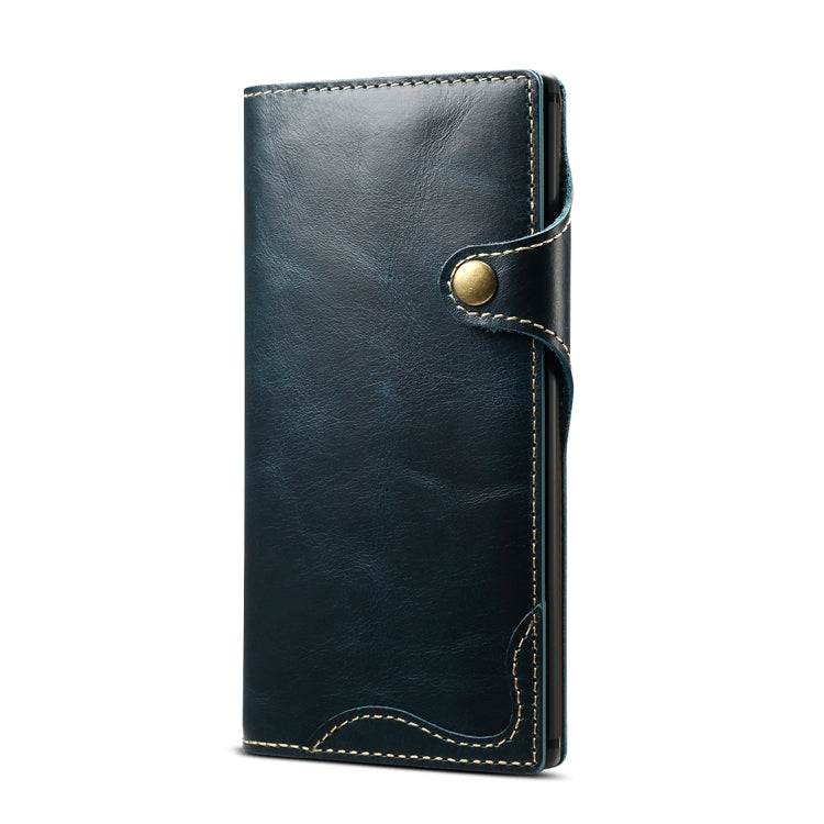 For Galaxy Note 10 Denior Oil Wax Cowhide Magnetic Button Horizontal Flip Leather Case with Card Slots & Wallet