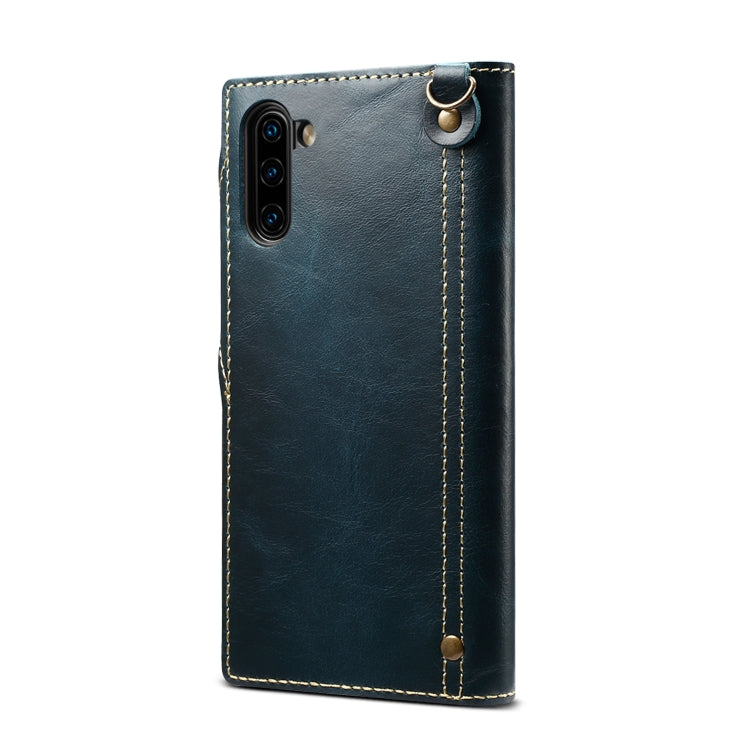 For Galaxy Note 10 Denior Oil Wax Cowhide Magnetic Button Horizontal Flip Leather Case with Card Slots & Wallet