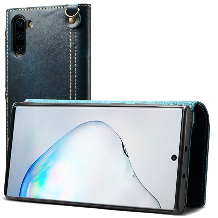 For Galaxy Note 10 Denior Oil Wax Cowhide Magnetic Button Horizontal Flip Leather Case with Card Slots & Wallet