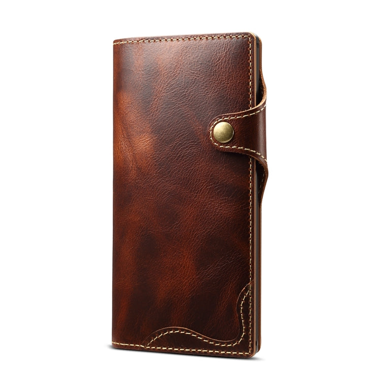 For Galaxy Note 10 Denior Oil Wax Cowhide Magnetic Button Horizontal Flip Leather Case with Card Slots & Wallet