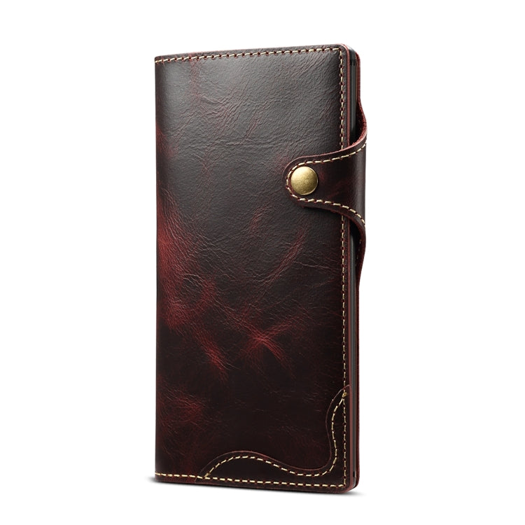 For Galaxy Note 10 Denior Oil Wax Cowhide Magnetic Button Horizontal Flip Leather Case with Card Slots & Wallet