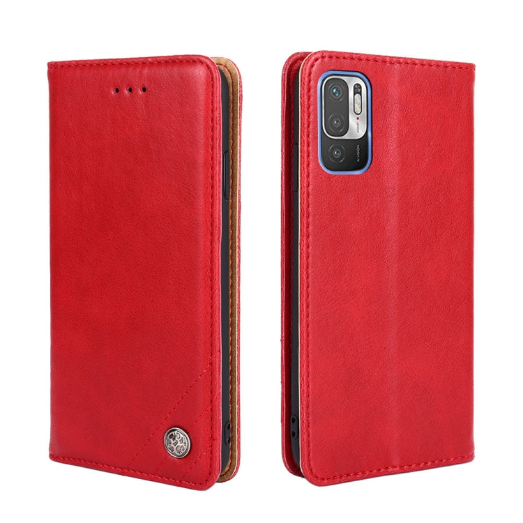 For  Xiaomi Poco M3 Pro 5G Non-Magnetic Retro Texture Leather Phone Case
