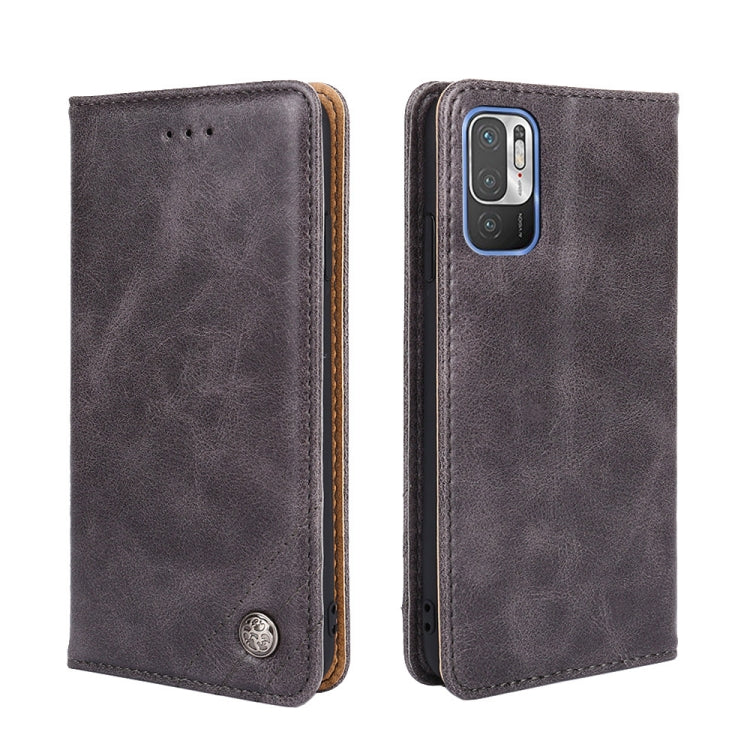 For  Xiaomi Poco M3 Pro 5G Non-Magnetic Retro Texture Leather Phone Case