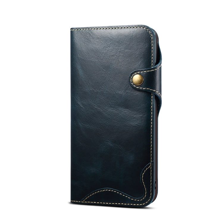 For iPhone 11 Pro Denior Oil Wax Cowhide Magnetic Button Horizontal Flip Leather Case with Card Slots & Wallet