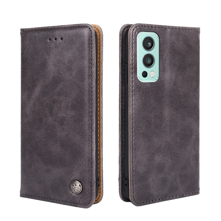 For OnePlus Nord 2 5G Non-Magnetic Retro Texture Horizontal Flip Leather Case with Holder & Card Slots & Wallet