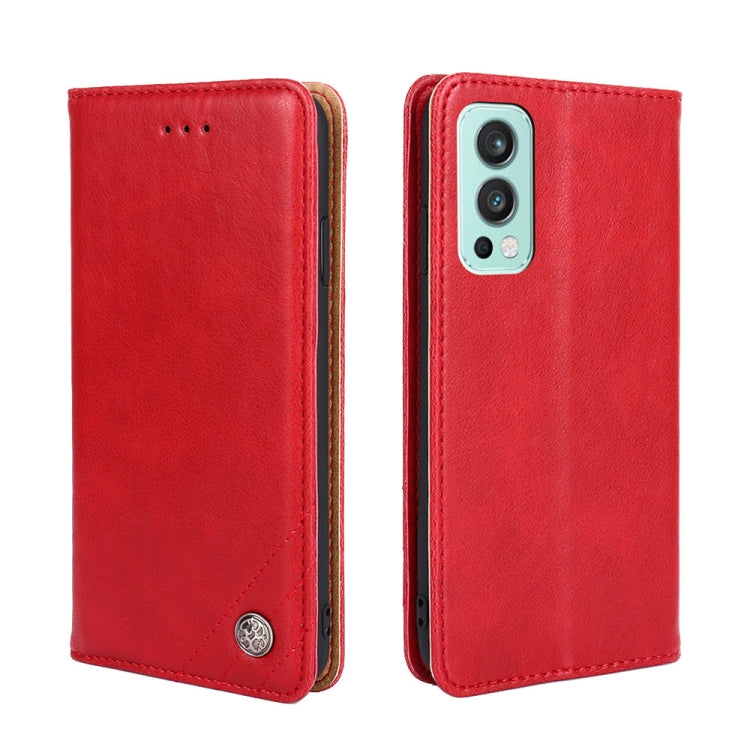 For OnePlus Nord 2 5G Non-Magnetic Retro Texture Horizontal Flip Leather Case with Holder & Card Slots & Wallet