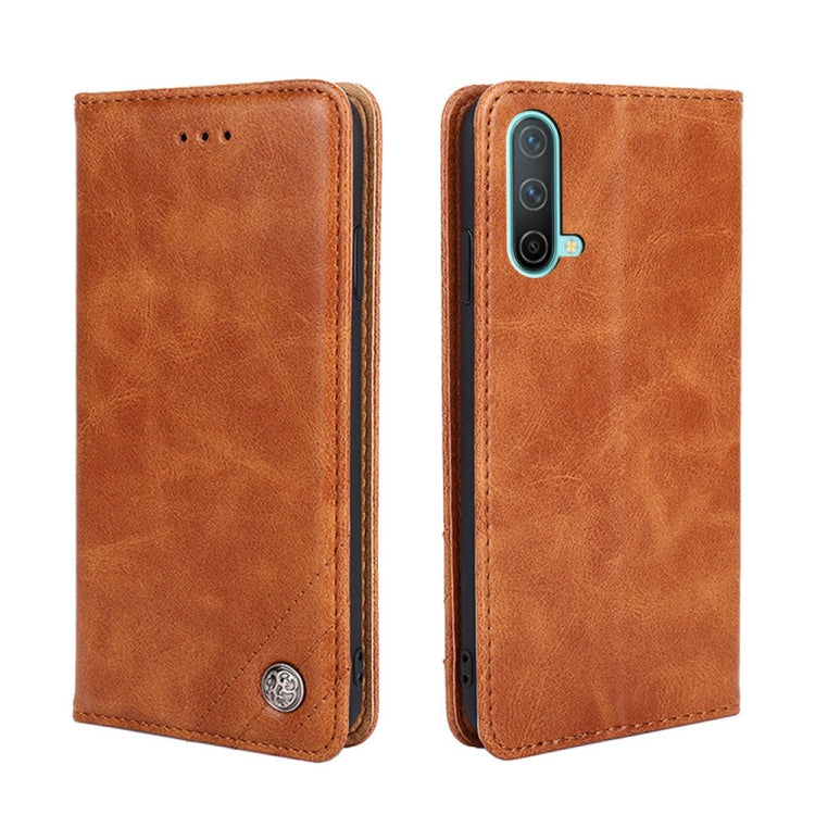 For OnePlus Nord CE 5G Non-Magnetic Retro Texture Horizontal Flip Leather Case with Holder & Card Slots & Wallet