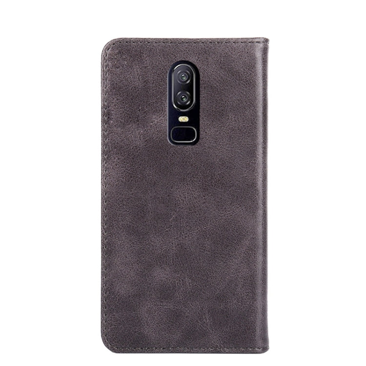 For OnePlus 6 Non-Magnetic Retro Texture Horizontal Flip Leather Case with Holder & Card Slots & Wallet