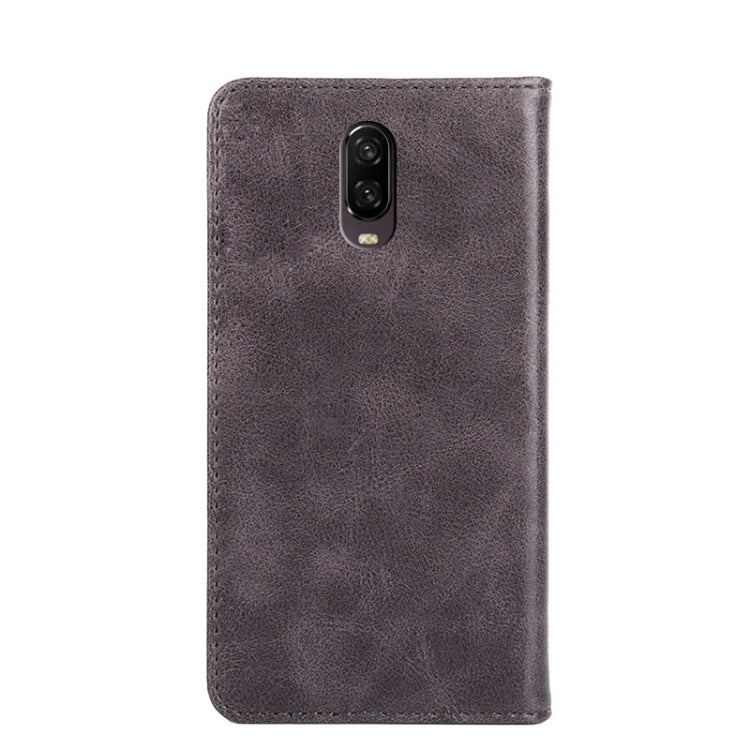 For OnePlus 6T Non-Magnetic Retro Texture Horizontal Flip Leather Case with Holder & Card Slots & Wallet