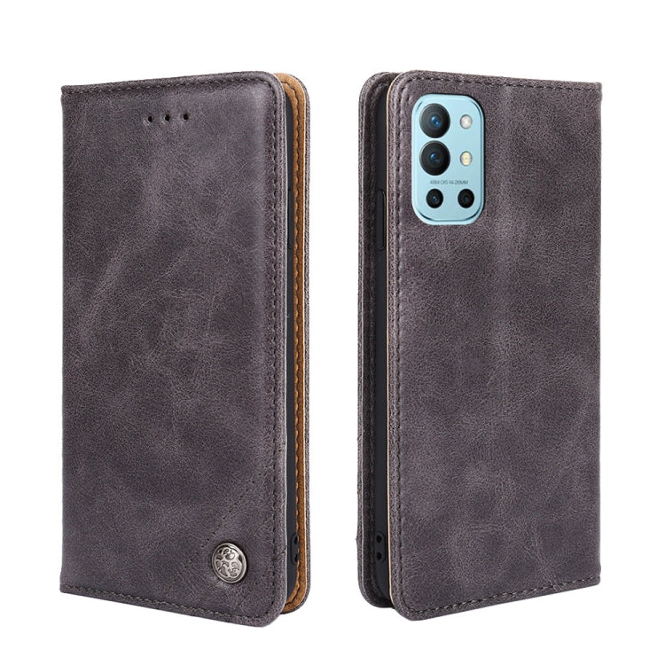 For OnePlus 9R Non-Magnetic Retro Texture Horizontal Flip Leather Case with Holder & Card Slots & Wallet