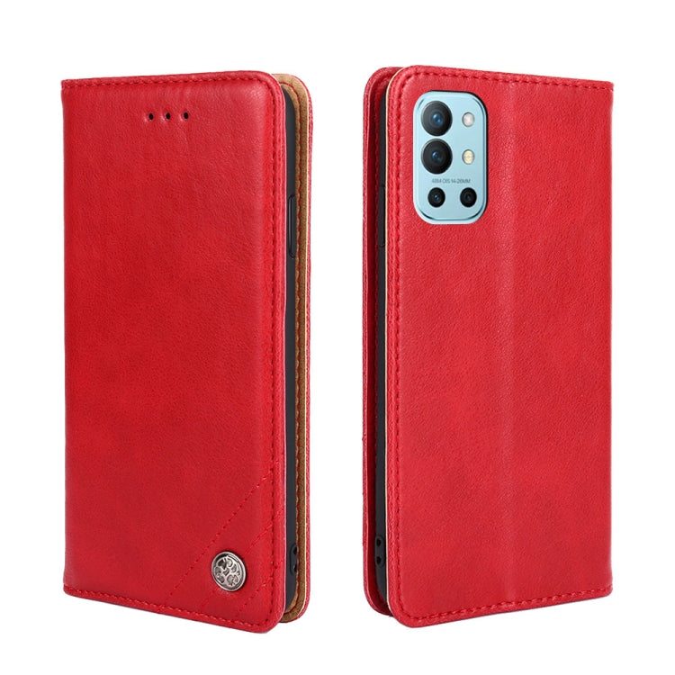 For OnePlus 9R Non-Magnetic Retro Texture Horizontal Flip Leather Case with Holder & Card Slots & Wallet