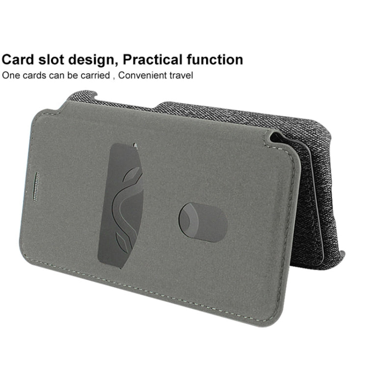 For iPhone 11 Pro Max IMAK Removable Horizontal Flip Denim Canvas + PC + Magnetic Stripe Case with Card Slot(Smoke Gray)