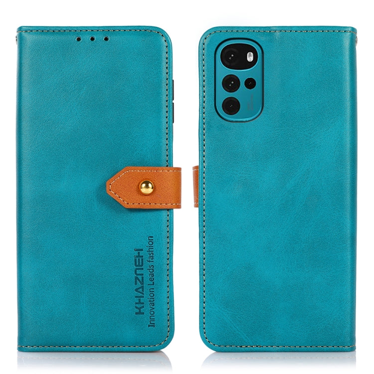 For Motorola Moto G22 KHAZNEH Dual-color Cowhide Texture Flip Leather Phone Case