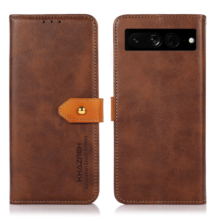 For Google Pixel 7 Pro 5G KHAZNEH Dual-color Cowhide Texture Flip Leather Phone Case