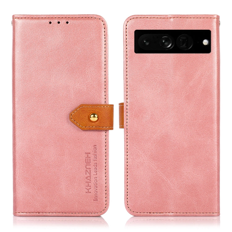 For Google Pixel 7 Pro 5G KHAZNEH Dual-color Cowhide Texture Flip Leather Phone Case