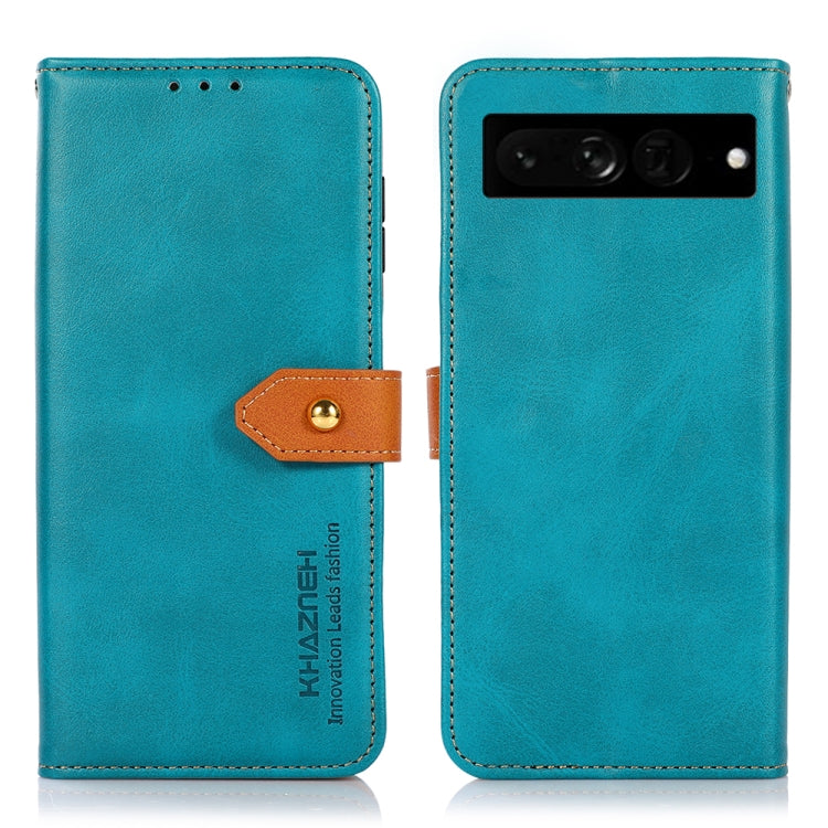 For Google Pixel 7 Pro 5G KHAZNEH Dual-color Cowhide Texture Flip Leather Phone Case