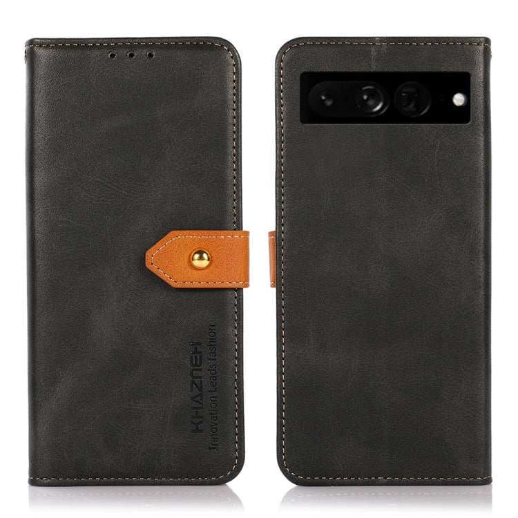 For Google Pixel 7 Pro 5G KHAZNEH Dual-color Cowhide Texture Flip Leather Phone Case