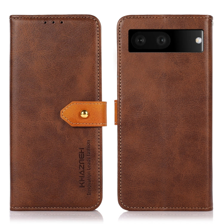 For Google Pixel 7 KHAZNEH Dual-color Cowhide Texture Flip Leather Phone Case