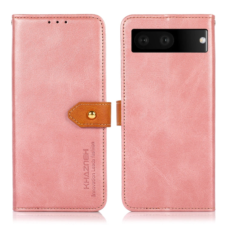 For Google Pixel 7 KHAZNEH Dual-color Cowhide Texture Flip Leather Phone Case