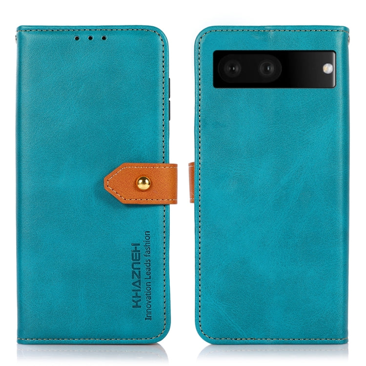 For Google Pixel 7 KHAZNEH Dual-color Cowhide Texture Flip Leather Phone Case