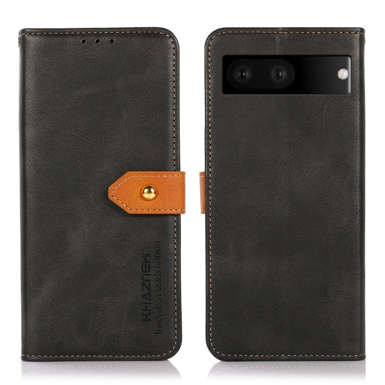 For Google Pixel 7 KHAZNEH Dual-color Cowhide Texture Flip Leather Phone Case