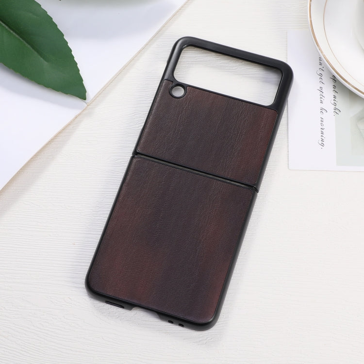 For Samsung Galaxy Z Flip 3 5G Yellow Cow Texture PU Phone Case