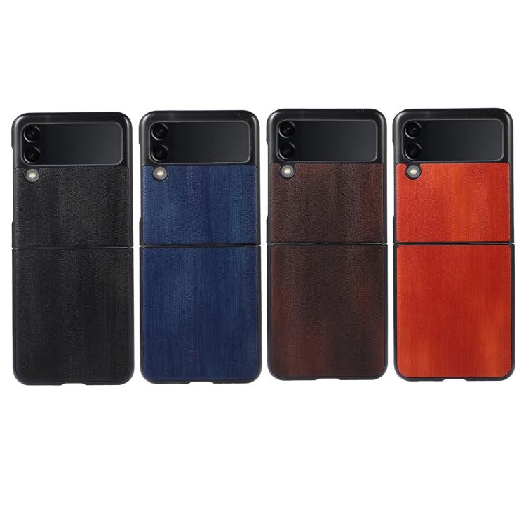For Samsung Galaxy Z Flip 3 5G Yellow Cow Texture PU Phone Case