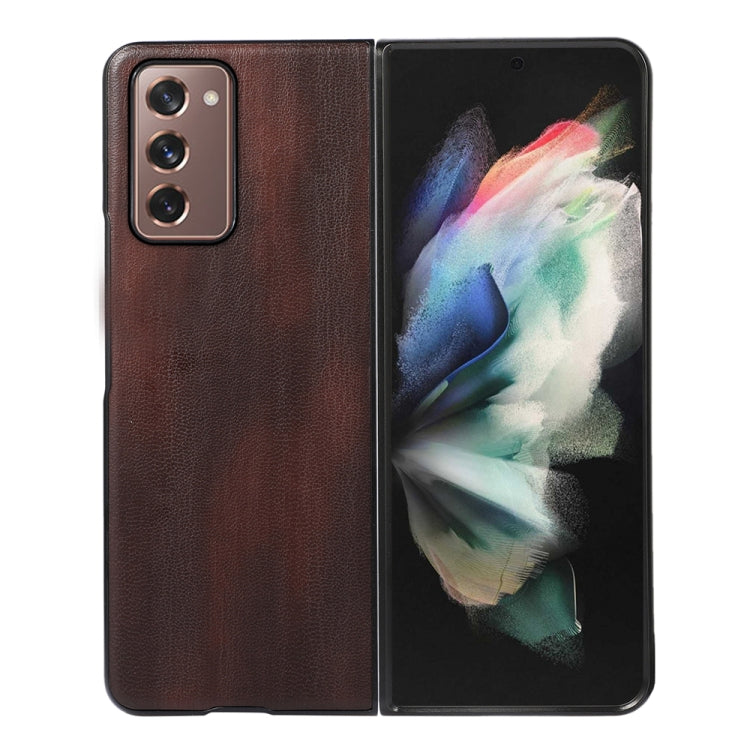 For Samsung Galaxy Z Fold2 5G Yellow Cow Texture PU Phone Case