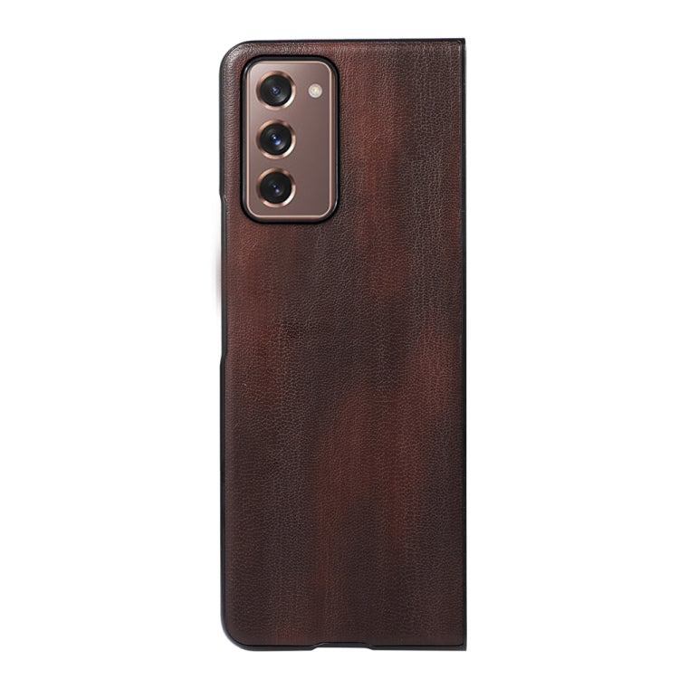 For Samsung Galaxy Z Fold2 5G Yellow Cow Texture PU Phone Case