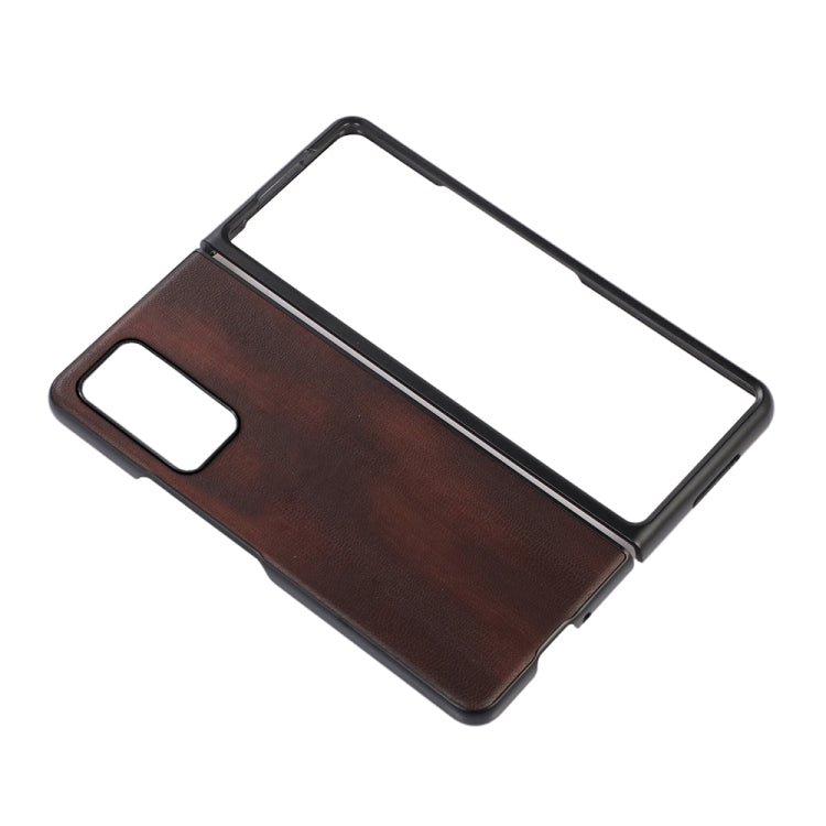 For Samsung Galaxy Z Fold2 5G Yellow Cow Texture PU Phone Case