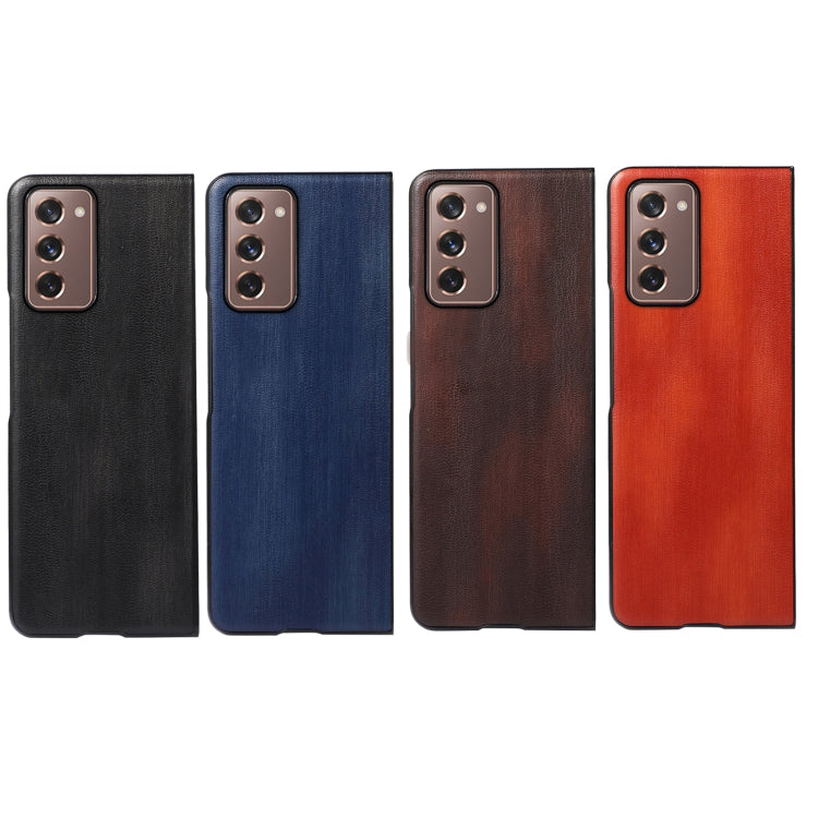 For Samsung Galaxy Z Fold2 5G Yellow Cow Texture PU Phone Case