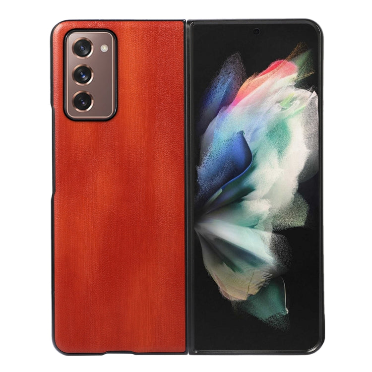 For Samsung Galaxy Z Fold2 5G Yellow Cow Texture PU Phone Case