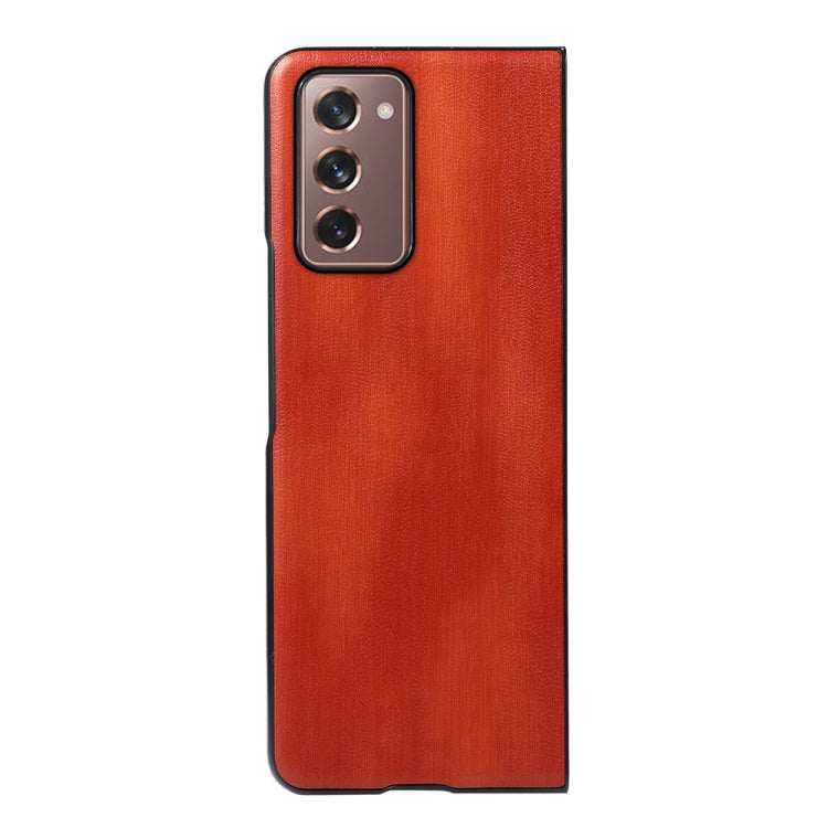 For Samsung Galaxy Z Fold2 5G Yellow Cow Texture PU Phone Case