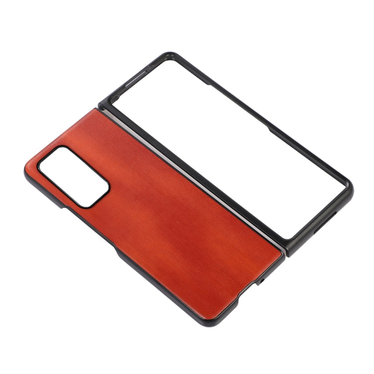 For Samsung Galaxy Z Fold2 5G Yellow Cow Texture PU Phone Case