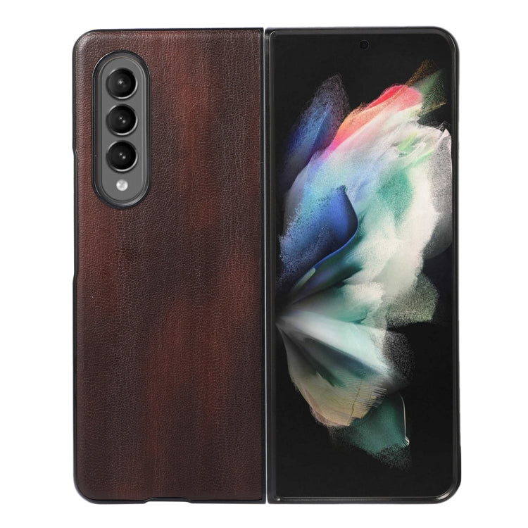 For Samsung Galaxy Z Fold3 5G Yellow Cow Texture PU Phone Case
