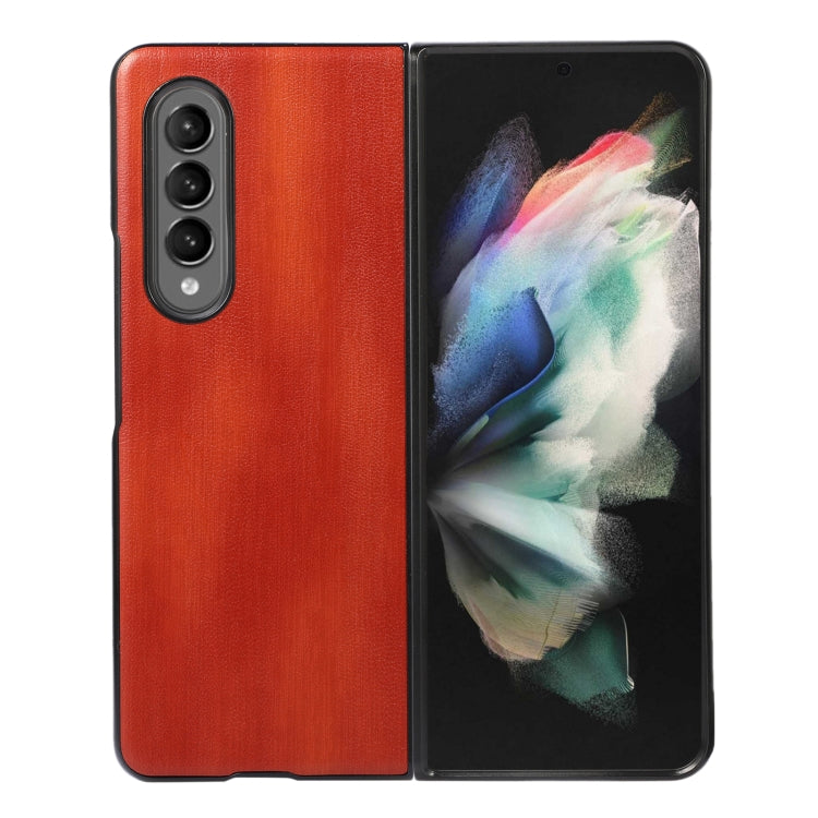 For Samsung Galaxy Z Fold3 5G Yellow Cow Texture PU Phone Case
