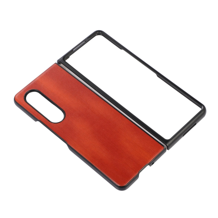 For Samsung Galaxy Z Fold3 5G Yellow Cow Texture PU Phone Case