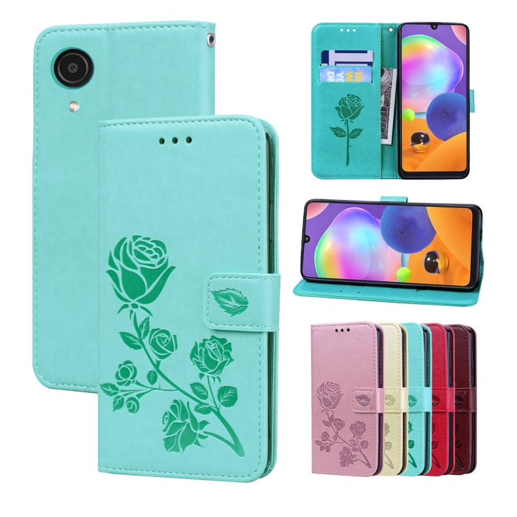 For Samsung Galaxy A03 Core Rose Embossed Leather Phone Case