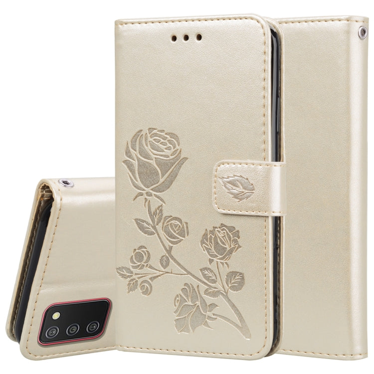 For Samsung Galaxy A03s 164mm Rose Embossed Leather Phone Case