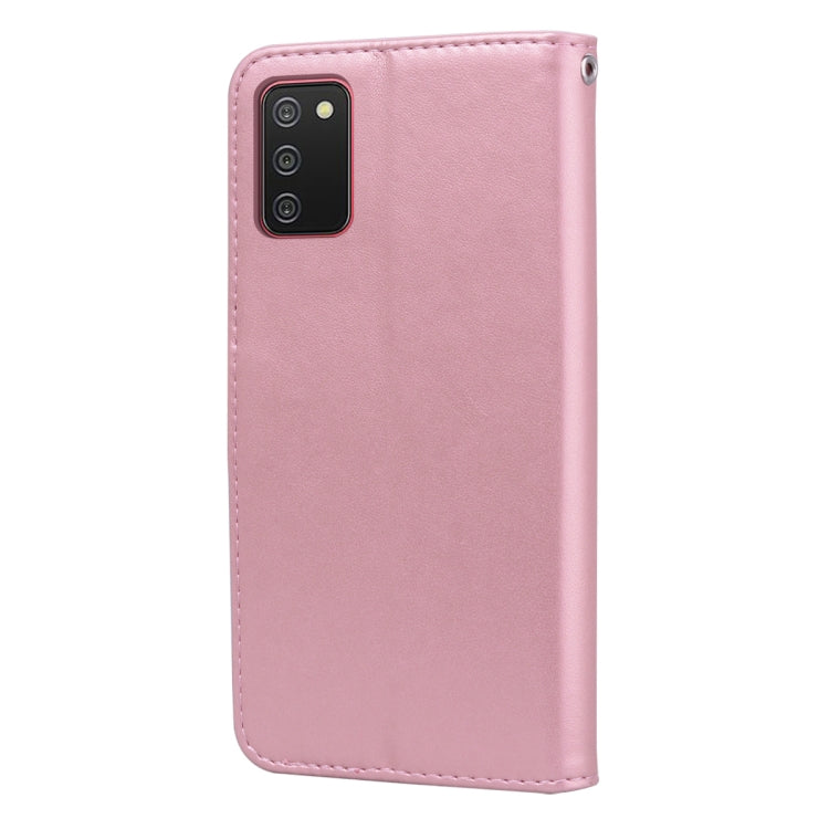 For Samsung Galaxy A03s 164mm Rose Embossed Leather Phone Case